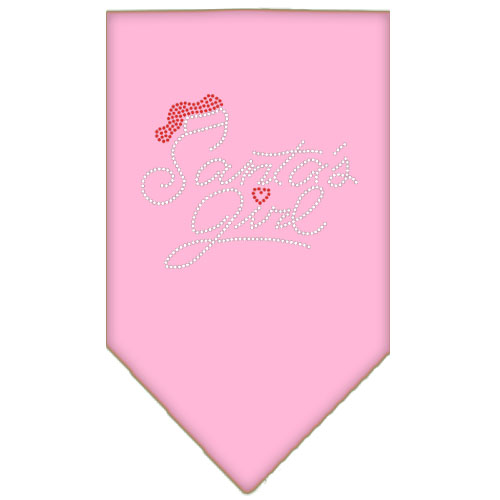 Santa's Girl Rhinestone Bandana Light Pink Large